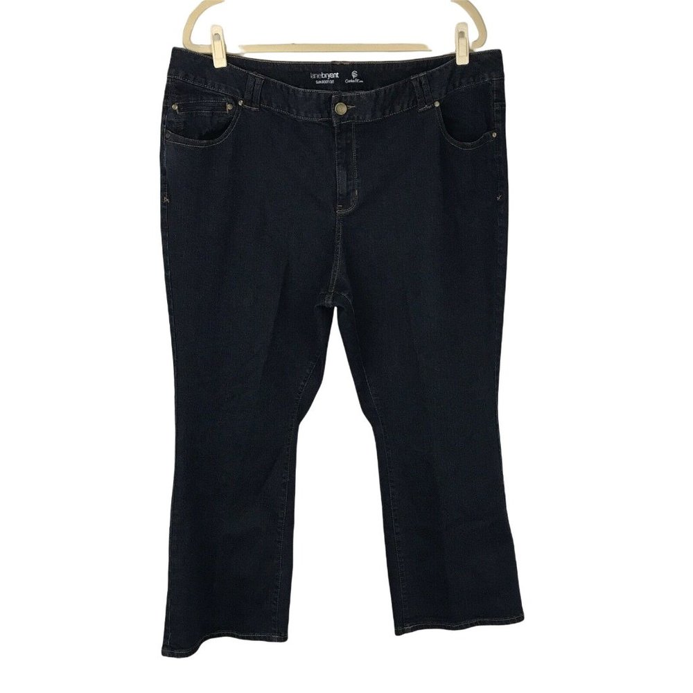 Lane Bryant Slim Boot Cut Genius Fit Dark Blue Denim Jeans Size 28 Petite